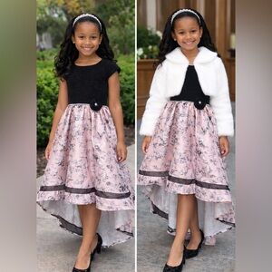 Bonnie Jean Black & Pink Floral Party Dress